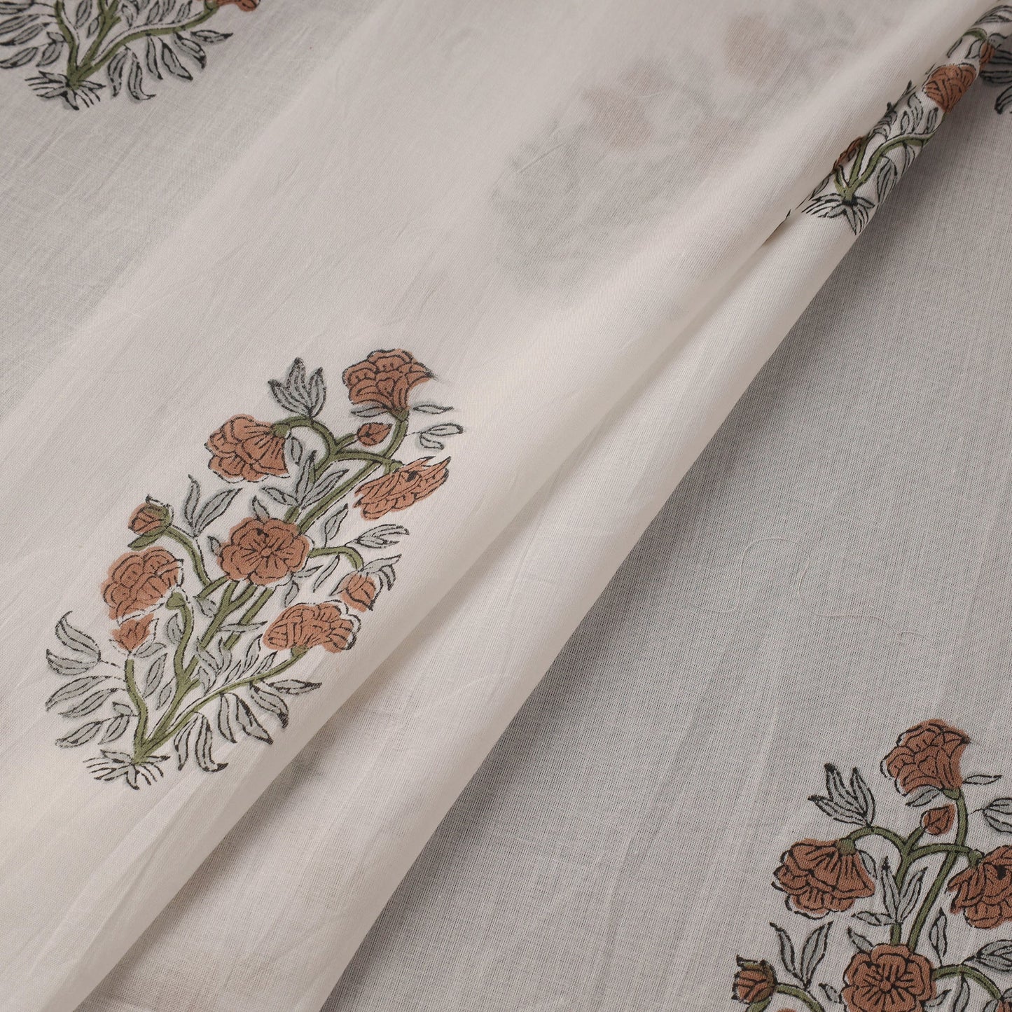 Mughal butta hand pure mul cotton sanganeri fabric 29