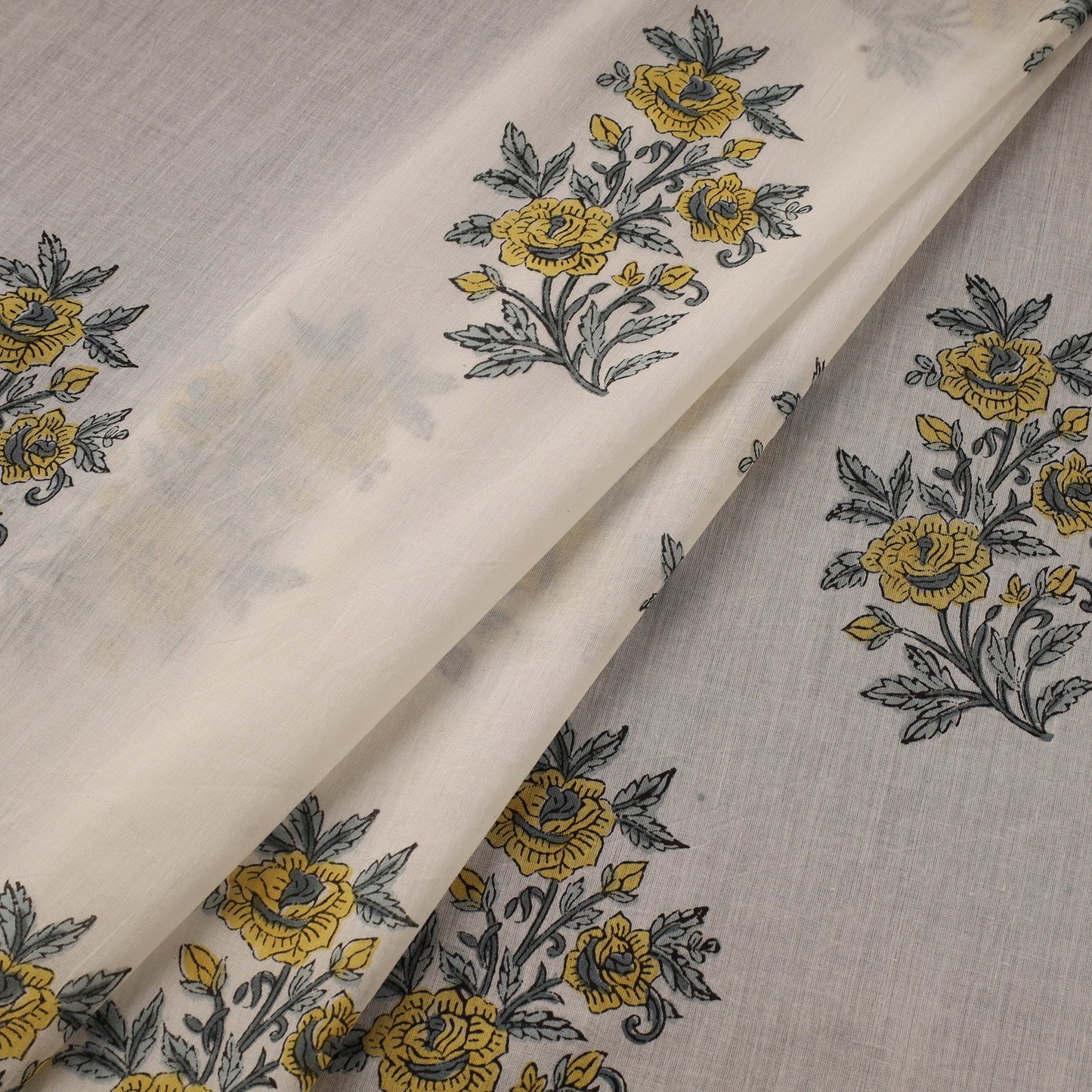 Mughal butta hand pure mul cotton sanganeri fabric 30