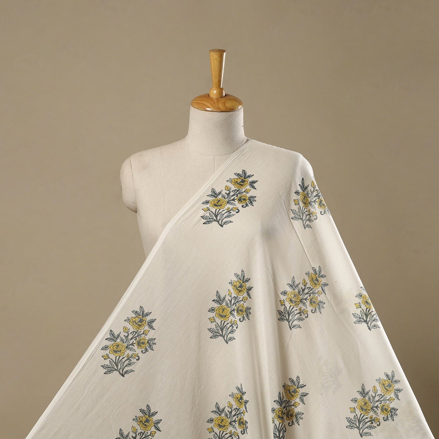 Mughal butta hand pure mul cotton sanganeri fabric 30