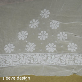 White - mukaish hand embroidered georgette heavy beadwork