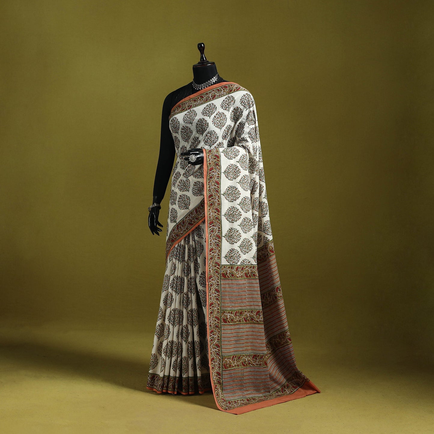 Mul cotton hand sanganeri saree 01 - handcrafted