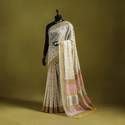Mul cotton hand sanganeri saree 02 - handcrafted
