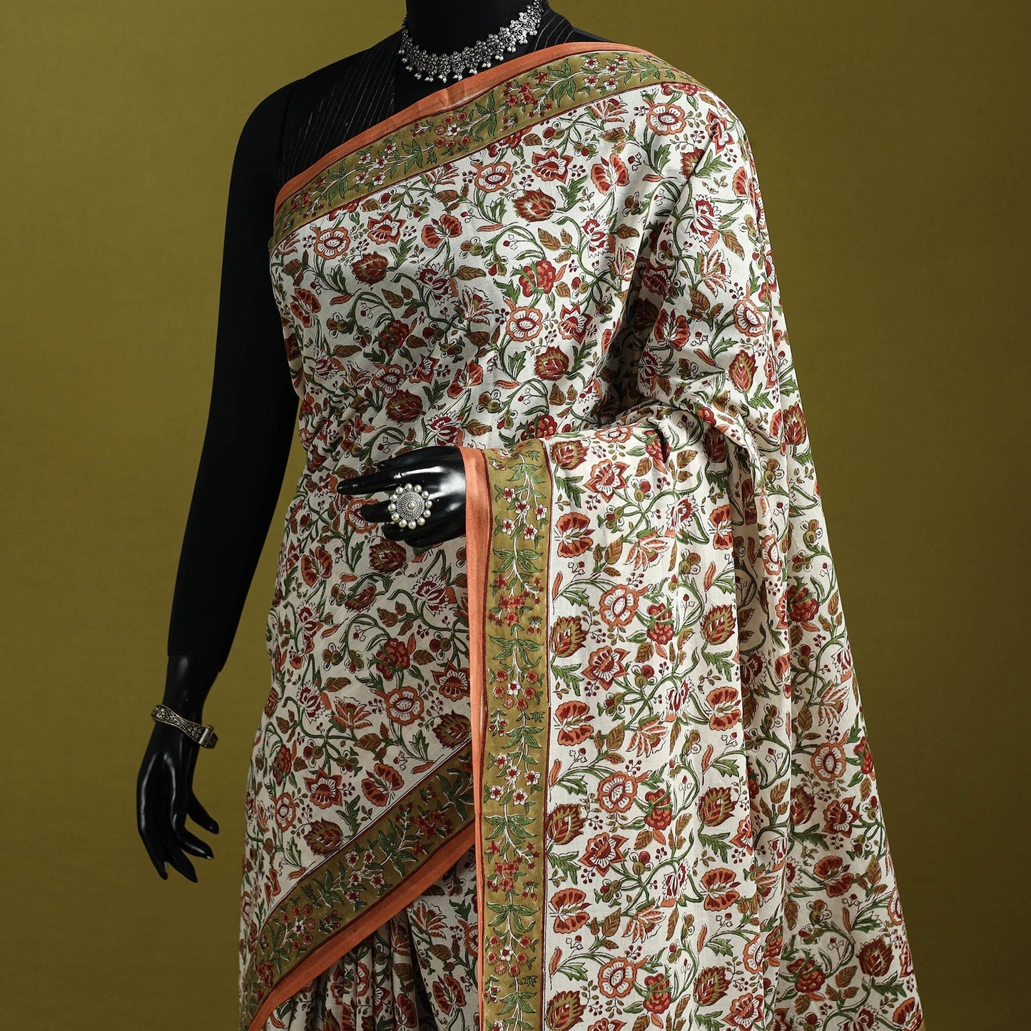 Mul cotton hand sanganeri saree 03 - handcrafted