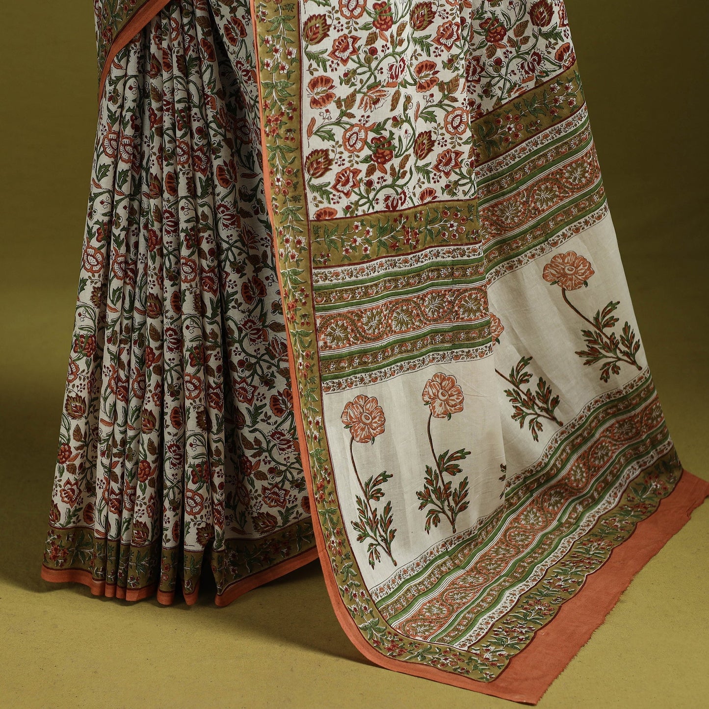 Mul cotton hand sanganeri saree 03 - handcrafted