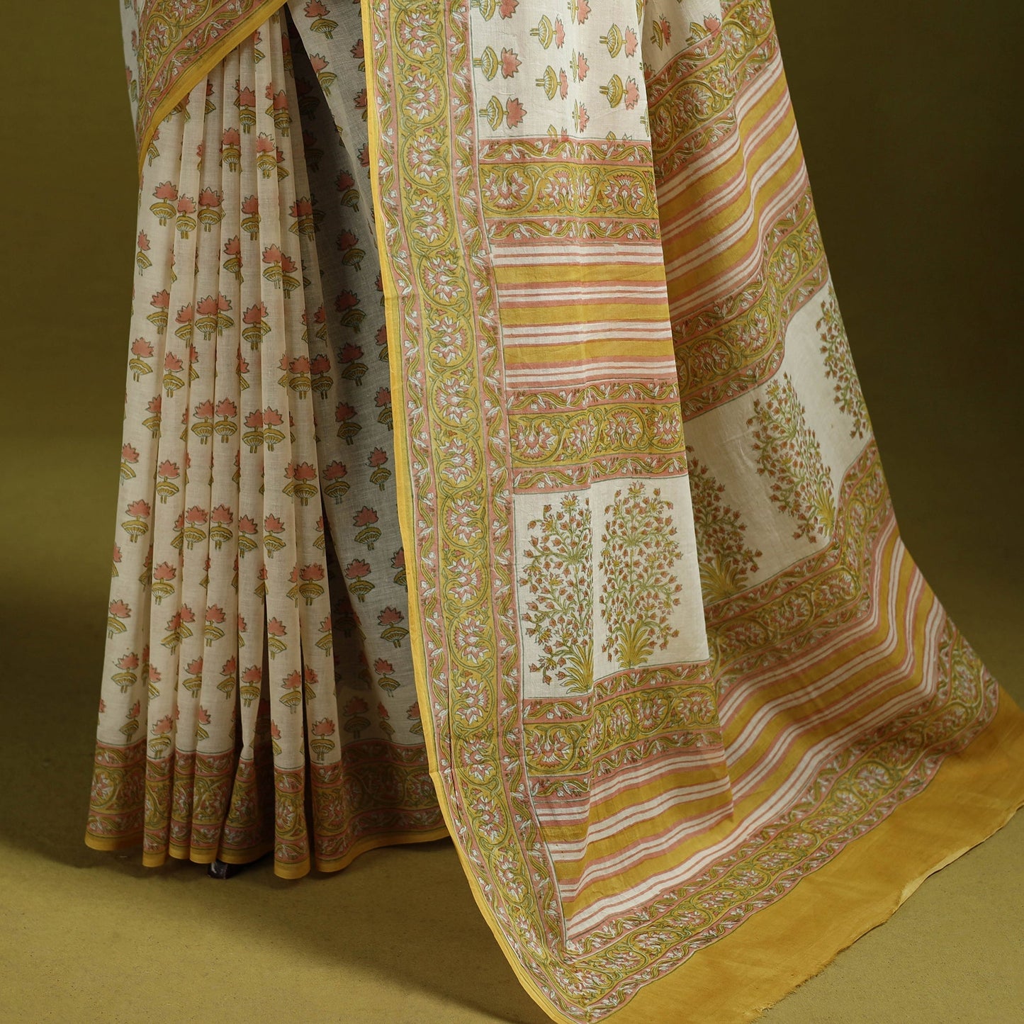 Mul cotton hand sanganeri saree 04 - handcrafted