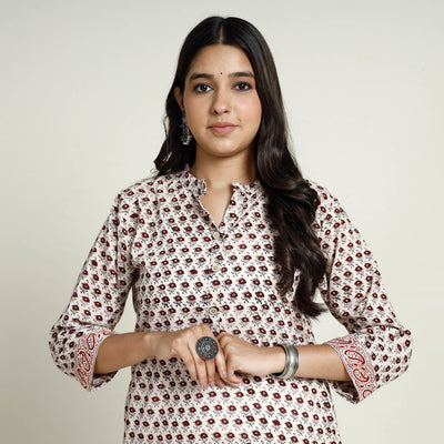 Buy Block Print Mul Cotton Straight Bagh Kurta for Women