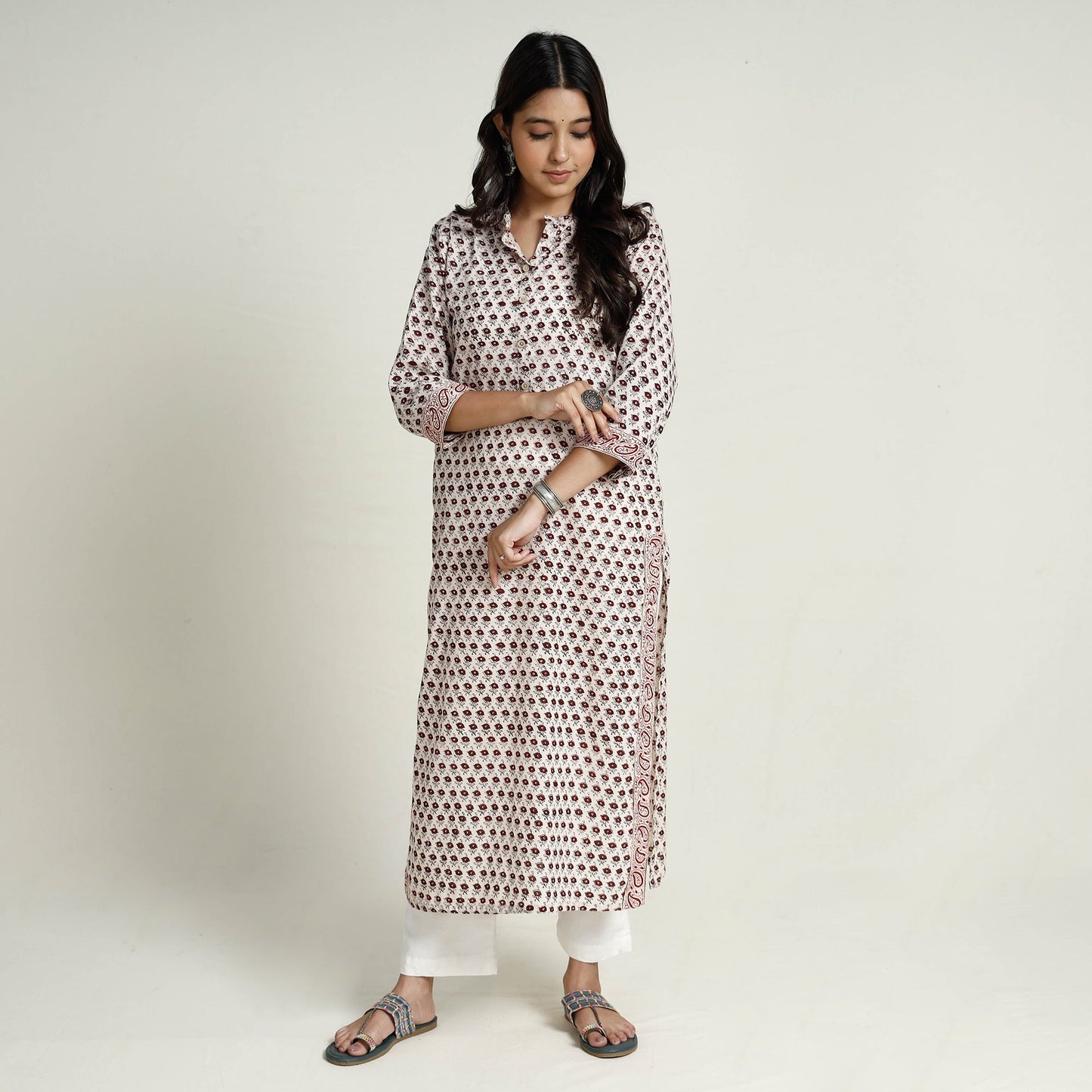 Buy Block Print Mul Cotton Straight Bagh Kurta for Women