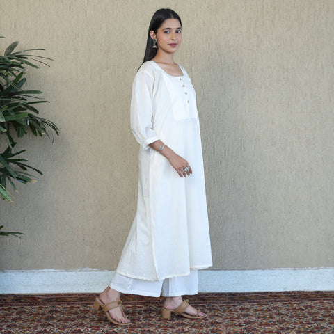  Mulmalai Cotton Plain Dyed A-Line Kurta for Women