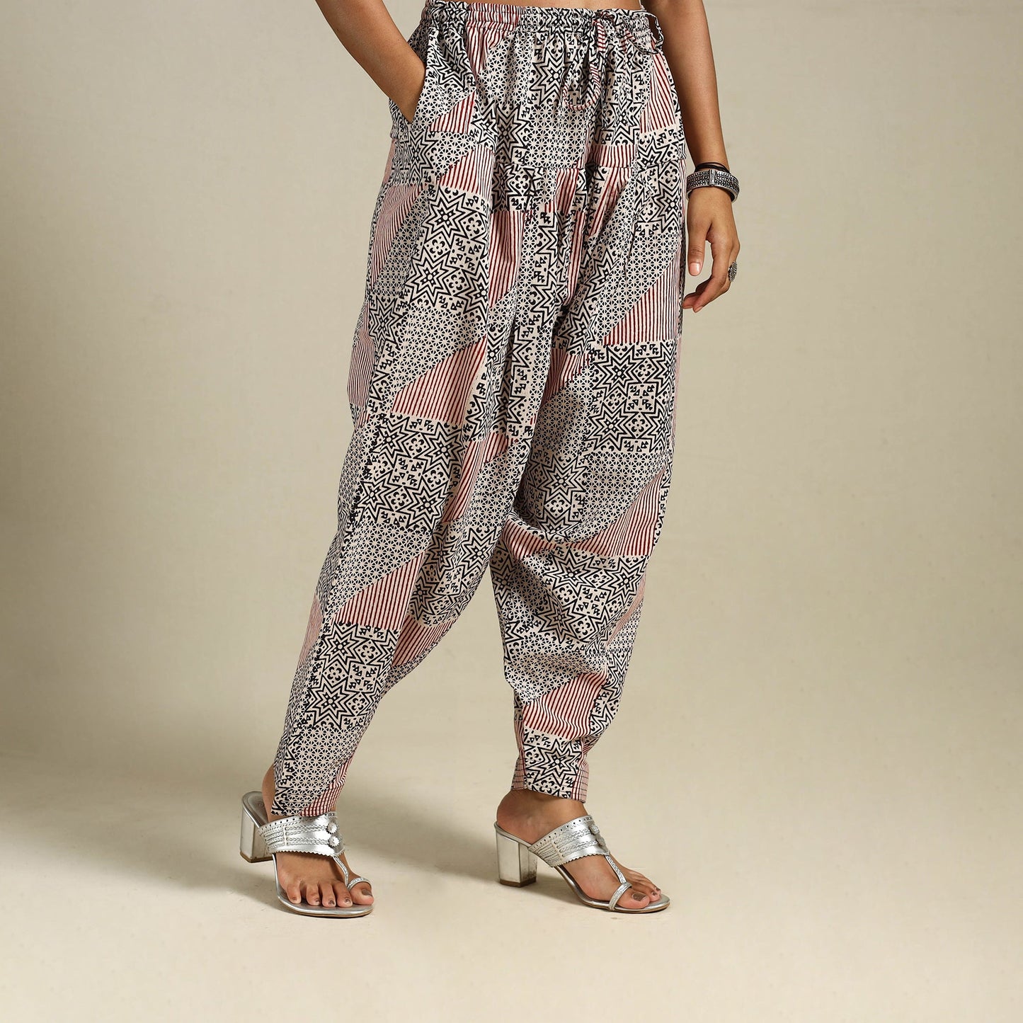 White Bagh Block Print Natural Dyed Cotton Salwar