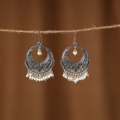 Naina German Silver Beaded Earrings