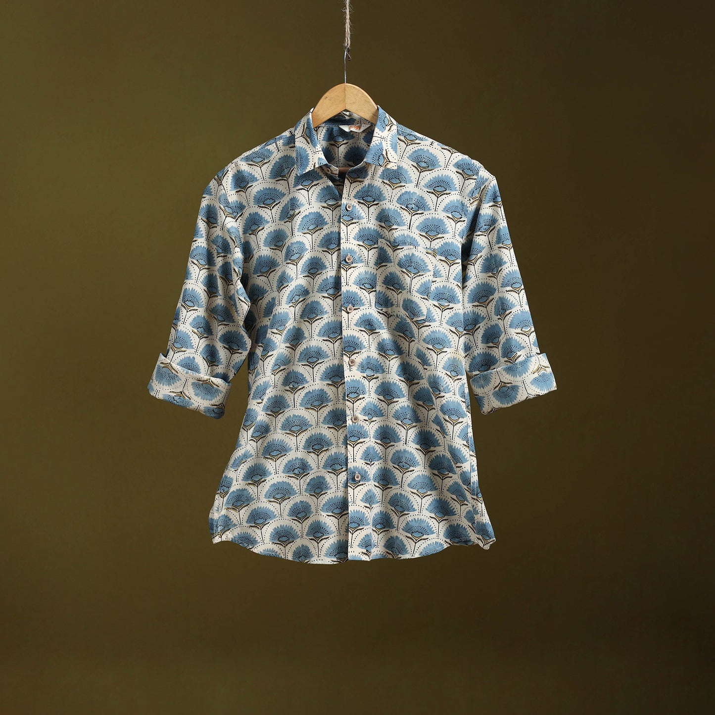 White - natural dyed cotton men full sleeve shirt 02