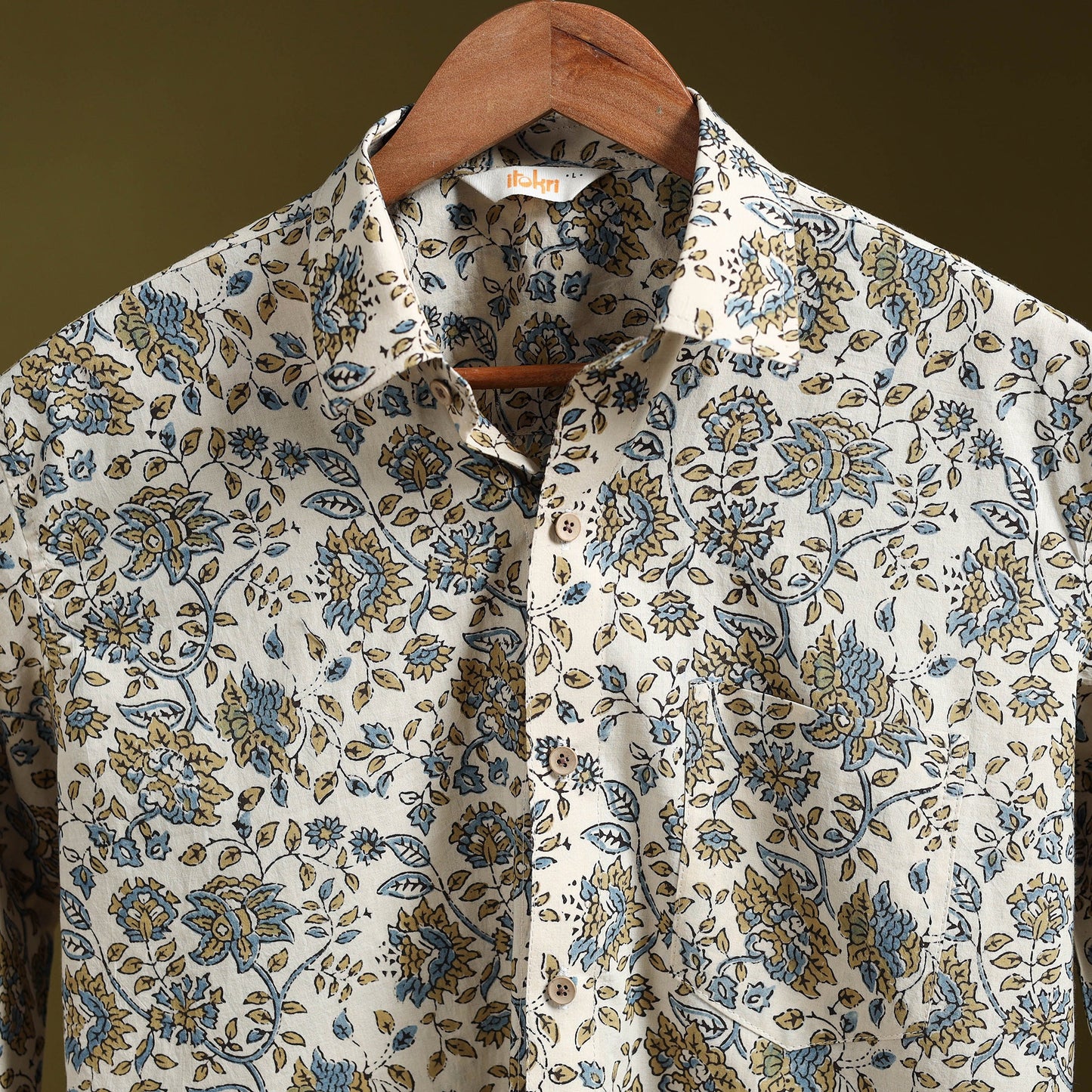 White - natural dyed cotton men full sleeve shirt 05