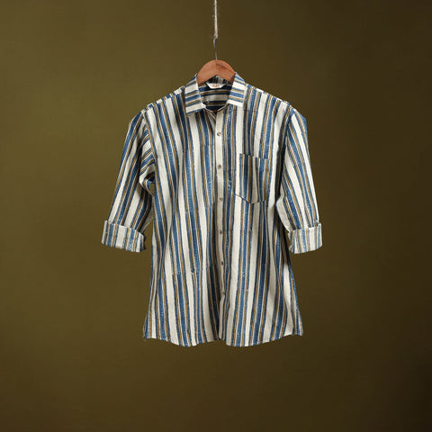 White - natural dyed cotton men full sleeve shirt 10