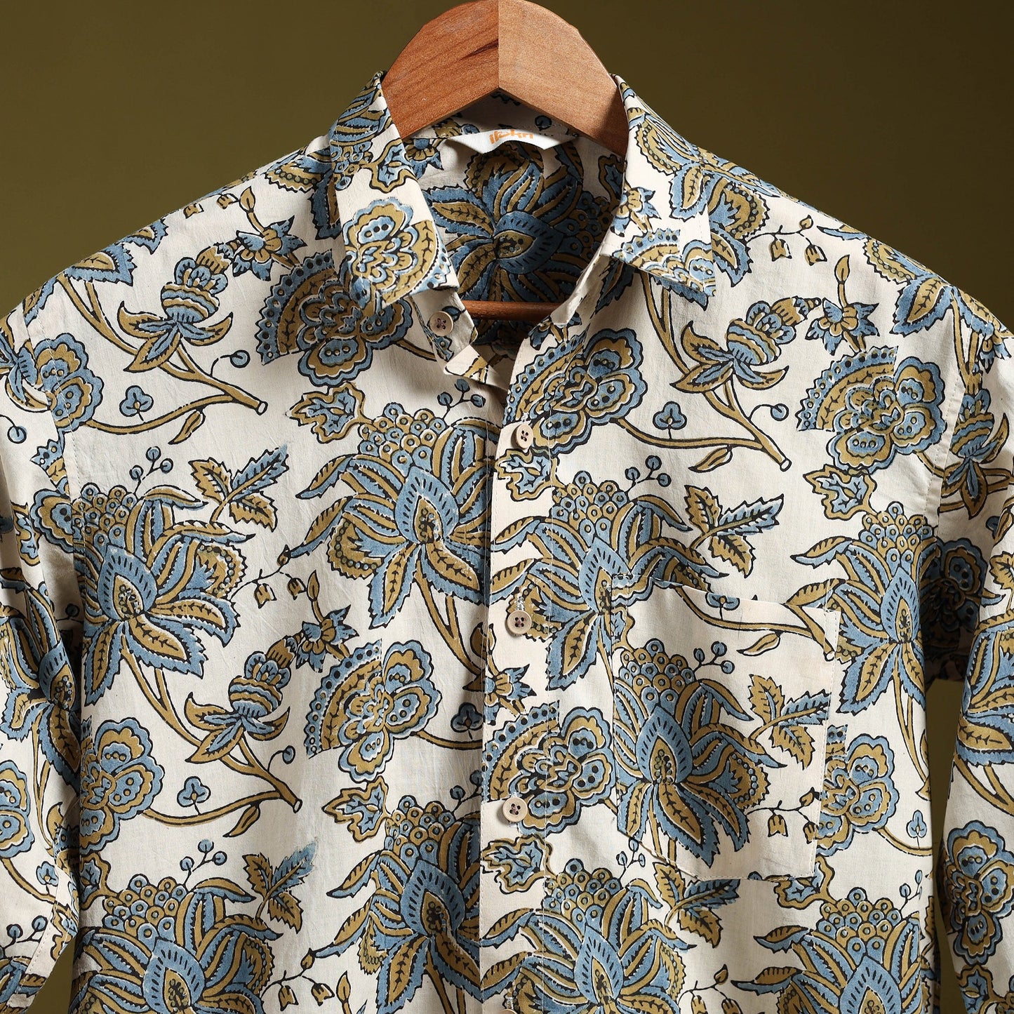 White - natural dyed cotton men full sleeve shirt 11