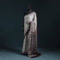 Natural dyed modal silk kutch hand block print ajrakh saree