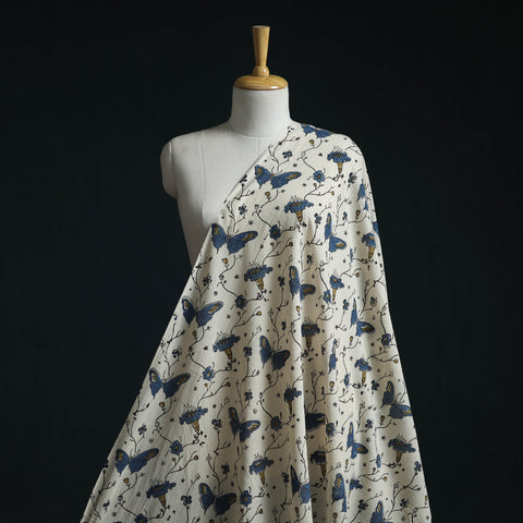 Natural dyed pure mul cotton hand block ajrakh print fabric