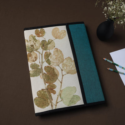 White Natural Leaf Art Work Fabric File Folder