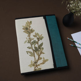 White Natural Leaf Art Work Fabric File Folder