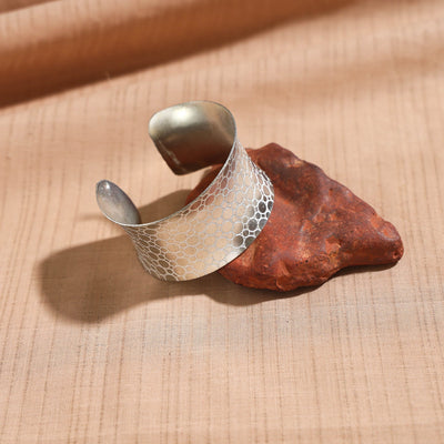 Buy Antique Finish Oxidised German Silver Cuff Bracelet (Adjustable) 