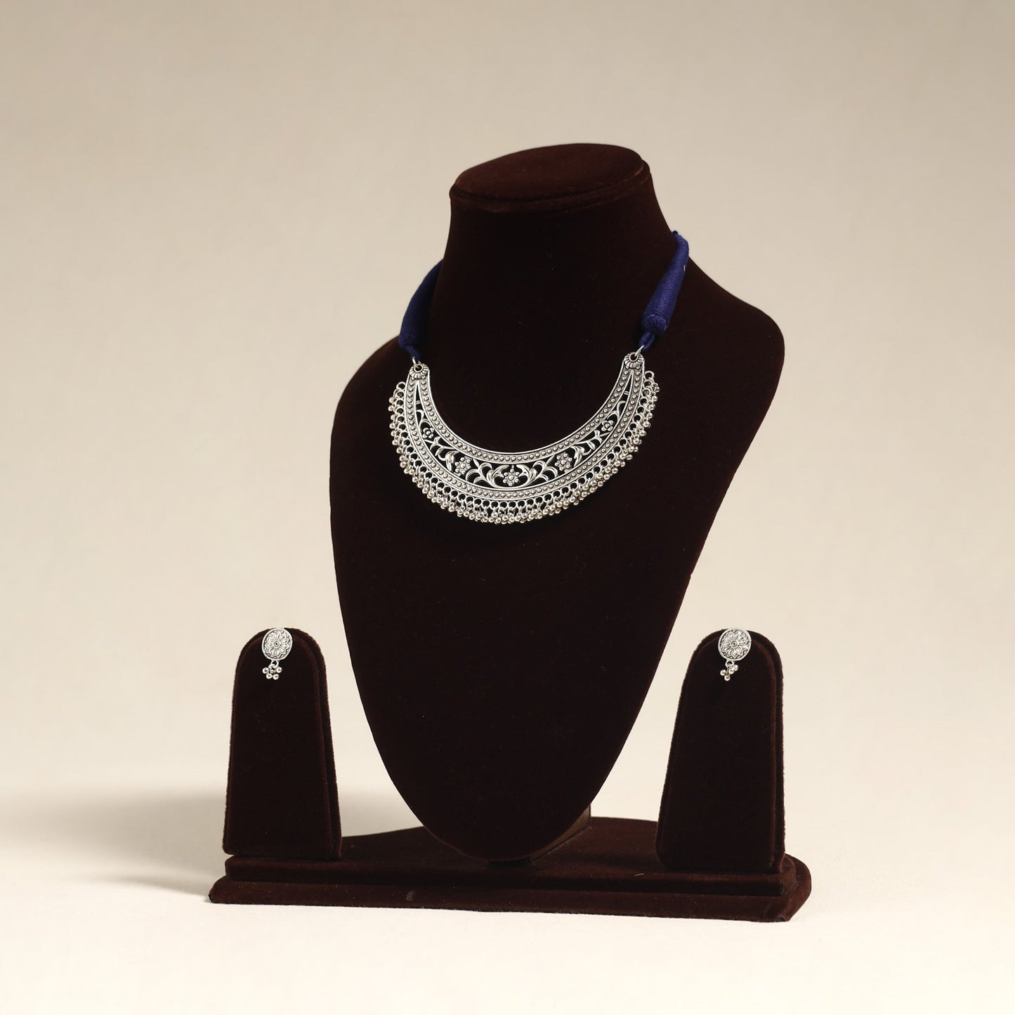 Navratri Special! White German Silver Necklace Set