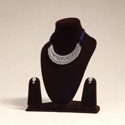 Navratri Special! White German Silver Necklace Set