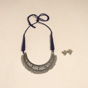 Navratri Special! White German Silver Necklace Set