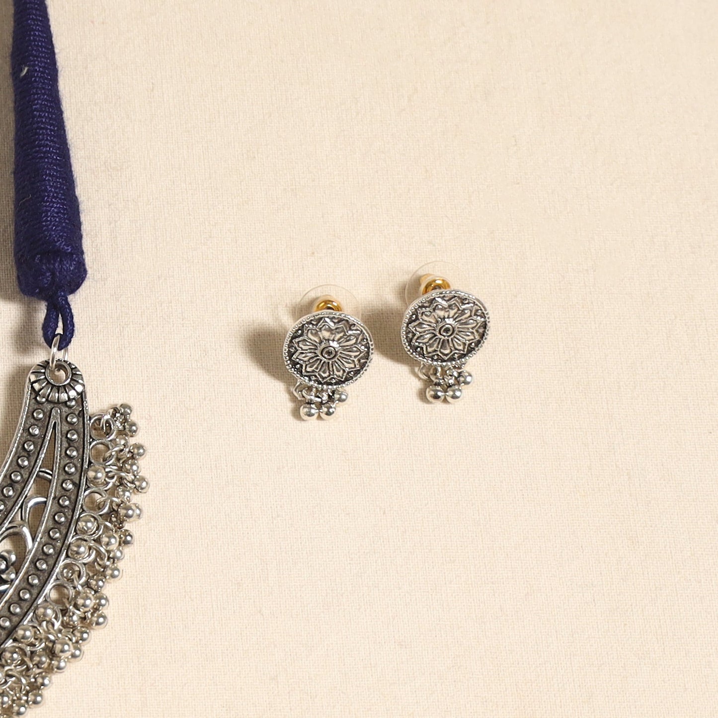 Navratri Special! White German Silver Necklace Set