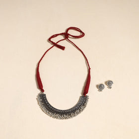 Navratri Special! White German Silver Necklace Set