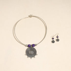 White - navratri special! German silver wooden beads hasli