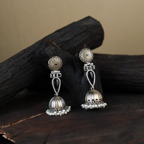 White Noor-e-Jhumka Classic German Silver Earrings