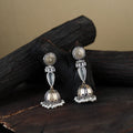 White Noor-e-Jhumka Classic German Silver Earrings