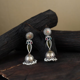 White - noor-e-jhumka classic german silver earrings 11