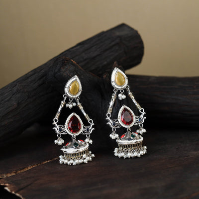 White - noor-e-jhumka classic german silver earrings 12