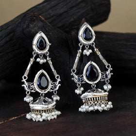 White Noor-e-Jhumka Classic German Silver Earrings