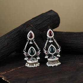 White - noor-e-jhumka classic german silver earrings 18