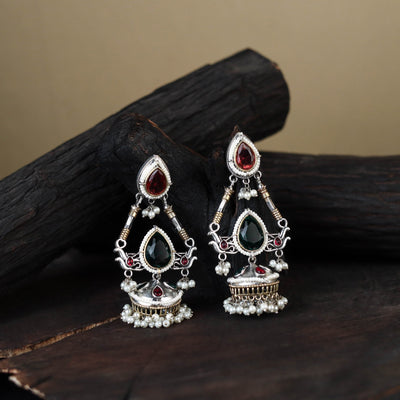 White - noor-e-jhumka classic german silver earrings 19