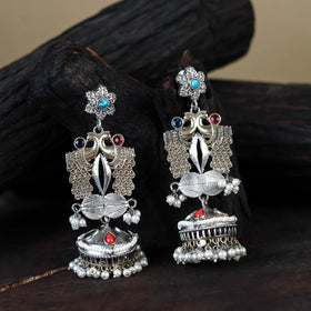 White Noor-e-Jhumka Classic German Silver Earrings
