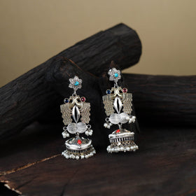 White Noor-e-Jhumka Classic German Silver Earrings