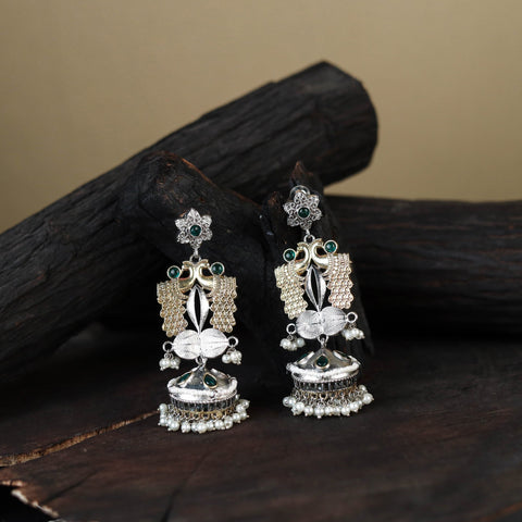 White - noor-e-jhumka classic german silver earrings 43