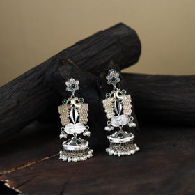 White - noor-e-jhumka classic german silver earrings 43