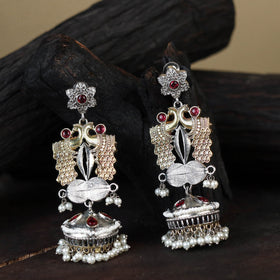 White Noor-e-Jhumka Classic German Silver Earrings