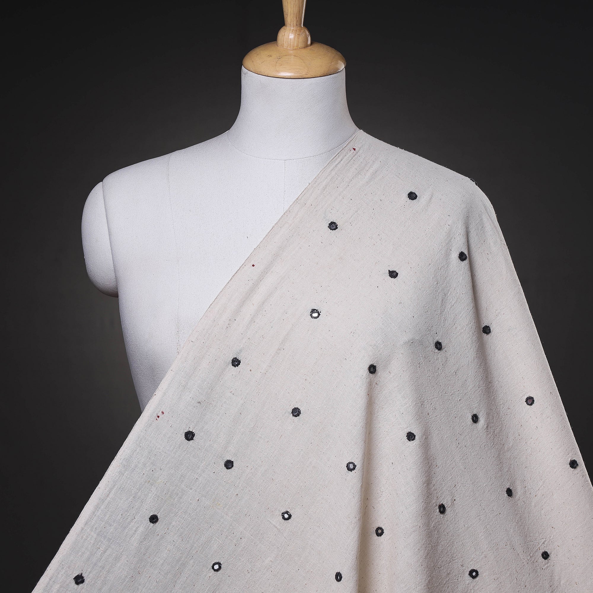  Organic Kala Cotton Handloom Mirror Work Fabric 