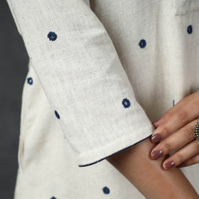 Organic Kala Cotton Handloom Mirror Work Long Kurta for Women