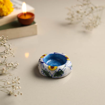  Original Blue Pottery Ceramic Tealight Candle Holder 
