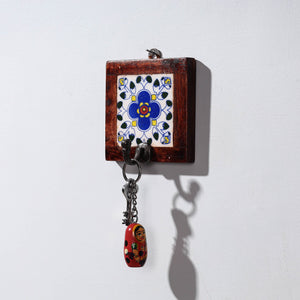  Original Blue Pottery Ceramic Tile Wall Hook Hanger (1 Peg) 