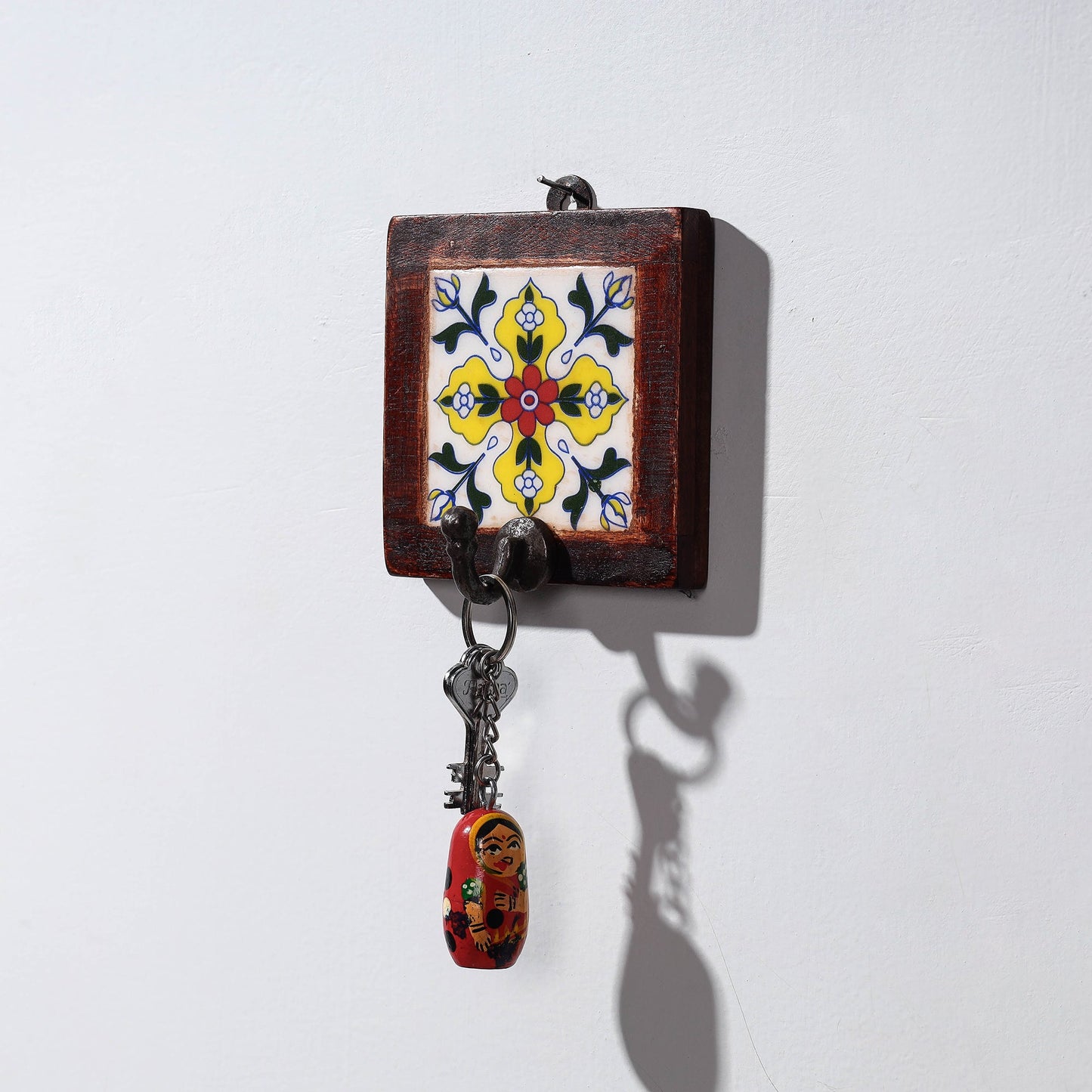  Original Blue Pottery Ceramic Tile Wall Hook Hanger (1 Peg) 