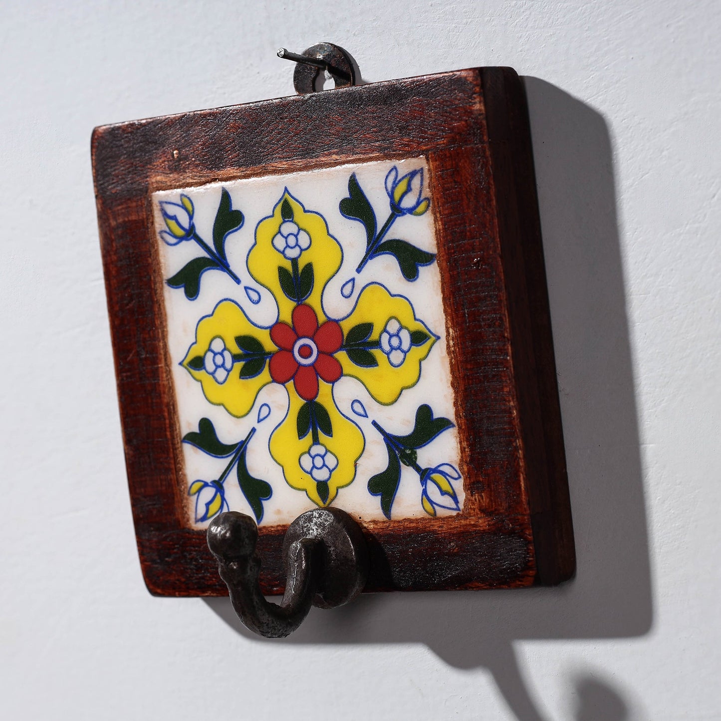  Original Blue Pottery Ceramic Tile Wall Hook Hanger (1 Peg) 