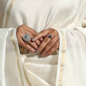 White - original gond handpainted handloom chanderi silk