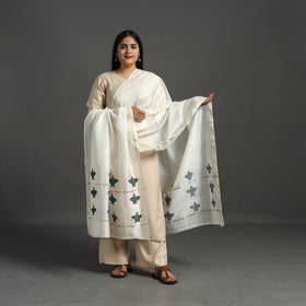 White - original gond handpainted handloom chanderi silk