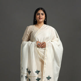 White - original gond handpainted handloom chanderi silk